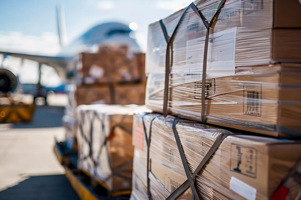 Frachtflugzeug und Container